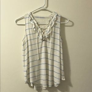 Loft ruffle lace up t shirt